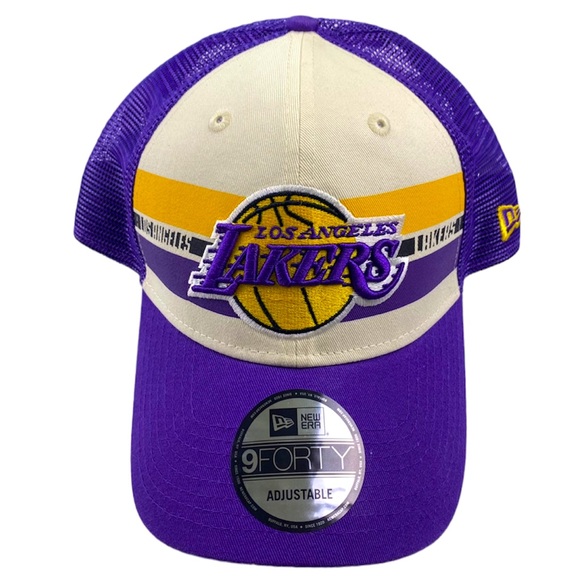 New Era Other - Men’s Los Angeles Lakers New Era Stripes 9FORTY Trucker Snapback Hat Purple OS